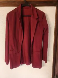 ワインレッド テーラードジャケット Mサイズ　ストレッチ　薄手