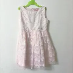 メゾピアノ130 cm入学式　発表会　ピンク レース ノースリーブ ドレス