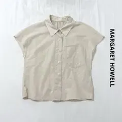 美品マーガレットハウエル リネン100% ハーフスリーブシャツブラウス