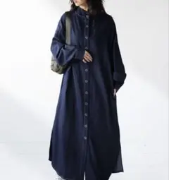 デニムシャツワンピース 長袖