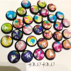 970✴︎インポート ペイント風カボション 32個セット ハンドメイドパーツ