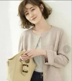 【⭕️美品】ロペピクニック　ノーカラージャケット ベージュ Sのサムネイル