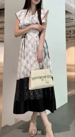 SNIDEL スナイデル　レース　サイズ0 プリントラッフルカラーワンピース