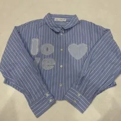 ZARA フリンジワッペン　ストライプシャツ
