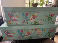 昭和レトロ　入れ子収納ボックス大小2個セット
