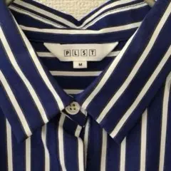 PLST ストライプシャツ Mサイズ 青白