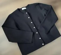 オペークドットクリップ　スナップボタンニット長袖カーディガン　M