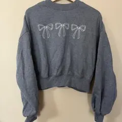 GRL リボン柄 裏起毛スウェット グレー F