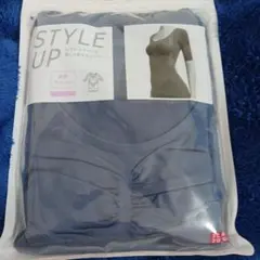 ユニクロスタイルアップUネックTシームレス五分袖Mサイズ【ブルー】姿勢サポート