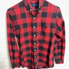 Ralph Lauren 赤黒チェック ボタンダウンシャツ XS