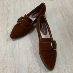 ブラウン スエード ポインテッドトゥパンプス