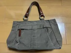 カーキ キャンバス トートバッグ
