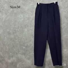 タックテーパードパンツ【M】ハイウエスト 後ろゴム ネイビー ミセス 婦人服