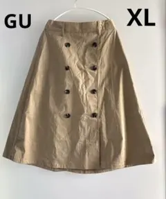 【未使用】GU ＊ フレアスカート ＊ XL ＊ ベージュ ＊ ダブルボタンのサムネイル