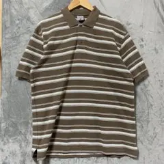 【L1370】 Columbia ボーダーポロシャツ サイズXL ブラウンのサムネイル