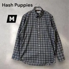 【Hash Puppiesハッシュパピー】チェック柄長袖シャツ/ロゴ刺繍/♦︎Ｍ