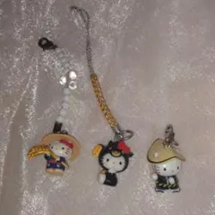 ご当地キティ　ストラップ根付け 　3点セット