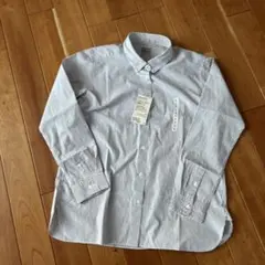 無印　ストライプ コットン 長袖シャツ L