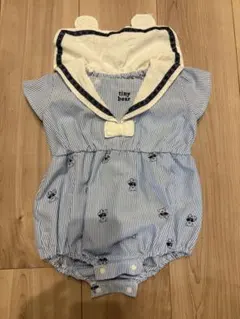 アプレレクール　tiny bear ストライプ セーラー襟ロンパース　70cm