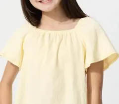 UNIQLO キッズ GIRLS ギャザー フレアスリーブ Tシャツ 150