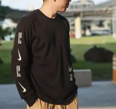 M 新品 ナイキ ロンT メンズ Tシャツ 長袖 ロングスリーブ 黒 スウッシュ