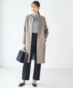 タグ付✨　ロペピクニック　ノーカラーコート　360°ウルトラストレッチ　ベージュ