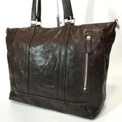 dan genten ゴートレザー トートバッグ A4可 メンズ ダークブラウン