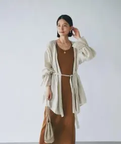 美品△Deuxieme Classe リネンガーゼガウン カーディガン ロング