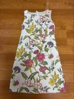 シビラ 刺繍ワンピース コットン ノースリーブ 総柄 大きいサイズ