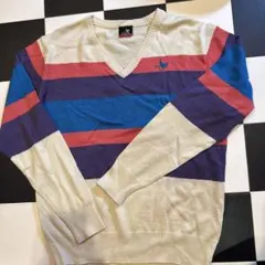 クランク(CLUNK) Vネック セーター 4色ストライプ