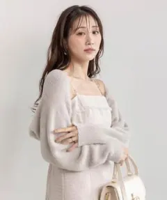 K*様 RANDA 2WAYストラップビスチェワンピースフェザーボレロニットカー