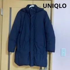 UNIQLO ネイビー フードあり　シームレス　ロングダウンコートジャケット　S