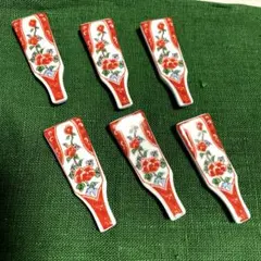 【新品未使用】　お正月　羽子板花柄陶器箸置き6個セット