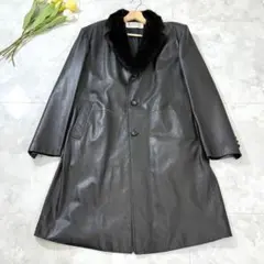 美品✨️ 北川製 BALMAIN バルマン ラムレザー ロングコート 黒 9号