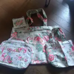 Cath Kidston フラワープリント トートバッグ、ミラー付き4点セット
