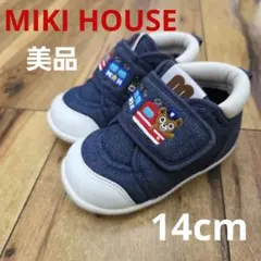 美品 ミキハウス ハイカット ベビーシューズ スニーカー デニム