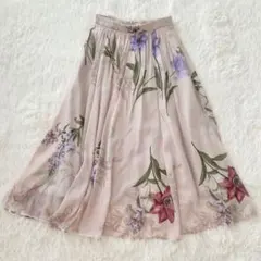 Rirandture リランドチュール ボタニカル大花スカート フレア プリーツ