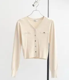 マイクロボーダーVネックコンパクトカーディガン