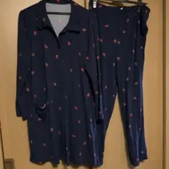 いちご柄ネイビーパジャマセット(マタニティパジャマ)