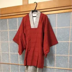 道行コート 赤茶 水玉模様 着物