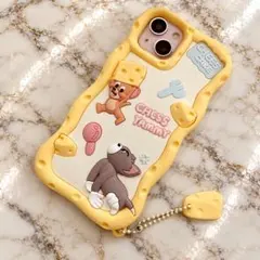 【新品未使用】トムとジェリー iPhone15 ケース チーズ 立体 イエロー
