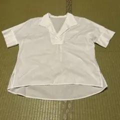 アダムエロペ　ホワイト Vネック 半袖シャツ　フリーサイズ