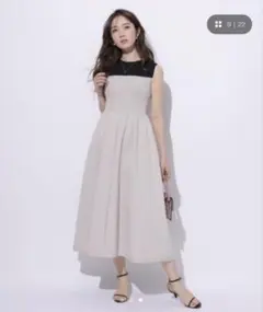 試着のみ】overE リニースタイル バイカラーワンピース ブラック 102