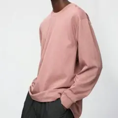 エアリズムコットンクルーネックTシャツ 長袖 M ピンク