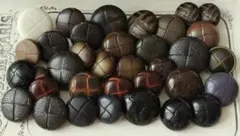 プラスチックボタン 35個 レザー風 革くるみ調 フランス輸入