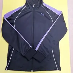 PUMA プーマ ジャージ S 黒×紫 トラックジャケット 刺繍ロゴ スポーツ