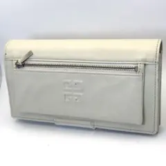 良品 ジバンシー★フラップホックウォレット 長財布 ホースレザー 本革 白のサムネイル