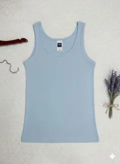 ライトブルー リブ編み タンクトップ 2枚セット　Sサイズ