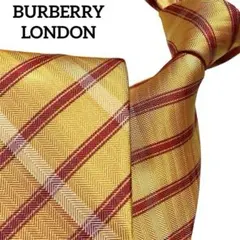バーバリーロンドン ジャガード イタリア製 チェック オレンジ シルク ネクタイ