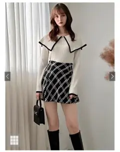 GRL ビッグカラー配色リブニットトップス[k9280d]